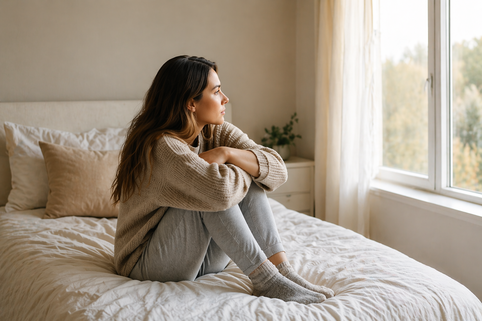 Woman contemplating her life